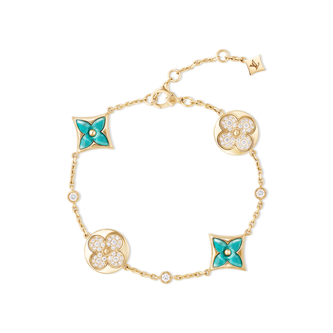 Pulseira Color Blossom BB com Pingentes em Ouro Amarelo, Amazonita